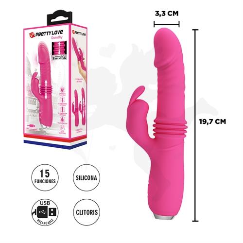 Vibrador con movimiento y estimulador de clitoris y varias velocidades USB